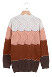 V Neck Colorblock Textured Knit Sweater