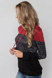 Color Block Long Sleeve Pullover Knit Hoodie