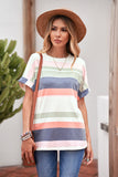 Striped Cotton Blend Short-sleeved Top