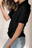 Buttoned Swiss Dot Turn-down Collar Short Sleeve Shirt