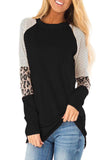 Striped and Leopard Color Block Sleeves Top
