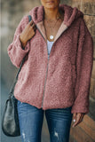 Zip Up Sherpa Hooded Coat with Pocket