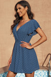 Swiss Dot V Neck Wrap Beach Dress