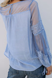 Fashion Lantern-Sleeve Lace Patchwork Top
