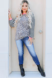 Leopard Stripe Twist Long Sleeve Top