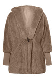 Woolen Fur Horn Button Oversize Jacket