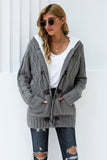 Army Green Fur Hood Horn Button Sweater Cardigan