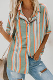 Button Striped Short Sleeves Shirt