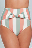 Plaid Print Front Tie High Waist Bikini Bottoms