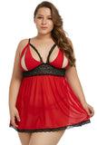 Plus Size Peek-a-boo Valentine Babydoll