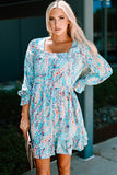 Ruffled Square Neck Floral Dress