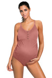 Ribbed Snap Front One-piece Maternity Swimsuit