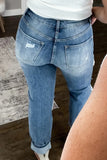 Sky Blue Plus Size Distressed Slit Vintage Jeans