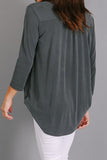 Light Gray Wrap Hi-lo Hem Blouse