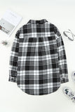 Khaki Grid Print Boyfriend Shirt Coat