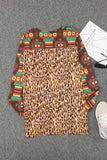 Multicolor Aztec Leopard Patchwork Side Split Pullover Top