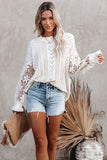 Crochet Lace Pointelle Knit Sweater