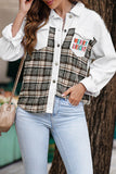 MERRY and BRIGHT Plaid Splicing Denim Jacket