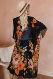 Kimono Sleeve Floral Print Graceful Cover Up