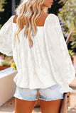 Floral Textured Square Neck Ruffled Babydoll Top
