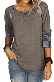 Casual Striped Color-Block Crew Neck Shirt