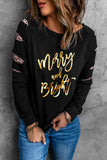 Leopard Ripped Sleeves Graphic Sweatshirt