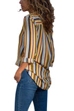 Navy Blue Color Block Long Sleeve Button Up Shirt