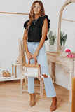 Ruffle Sleeve Cable Knit Sweater