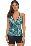 ish Floral V-Neck Halter Tankini Swim Top