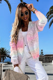 Multicolor Gradient Open Front Colorblock Tie-dye Cardigan