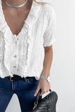 Striped Ruffled Short Sleeve Shirt