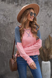 Khaki Color Block Raglan Sleeve Top