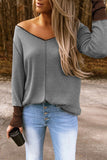 Off Shoulder Ribbed Long Sleeve Top