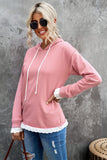 Plain Hoodie with Lace Trims