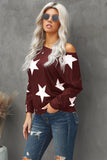 Fashion Five-pointed Star Print Round Neck Black Sweatshirt