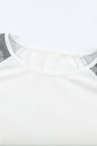 Round Neck Raglan Sleeve Camo Striped Patchwork Top