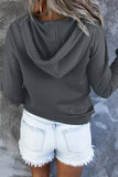 Gray Snap Button Pullover Hoodie with Pocket