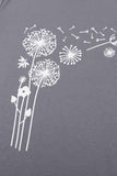 Crew Neck Dandelion Print T-shirt