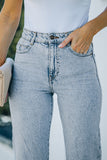 Light Washed Straight Leg Ankle Jeans