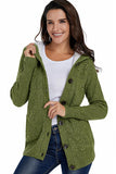Fleece Hooded Gray Button Cardigan Sweater