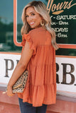 Dusty Pink Polka Dot Babydoll Style Flutter Sleeve Top