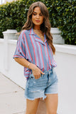 Button Striped Short Sleeves Shirt