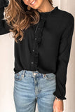 Frilled Neckline Buttoned French Shirt