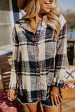 Distressed Raw Edge Plaid Print Shirt