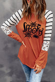 Spooky Spider Web Striped Leopard Color Block Top