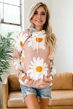 Daisy Print Zipped Doublehood Sweatshirt