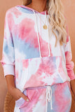 Shut-eye Pocketed Tie-dye Knit Hooded Joggers Set