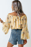 Yellow Bell Sleeves Floral Crop Top