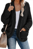 Chunky Knit Solid Cardigan with Pocket