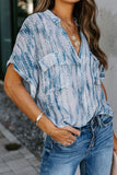 Printed Pocket Short Sleeve Blouse